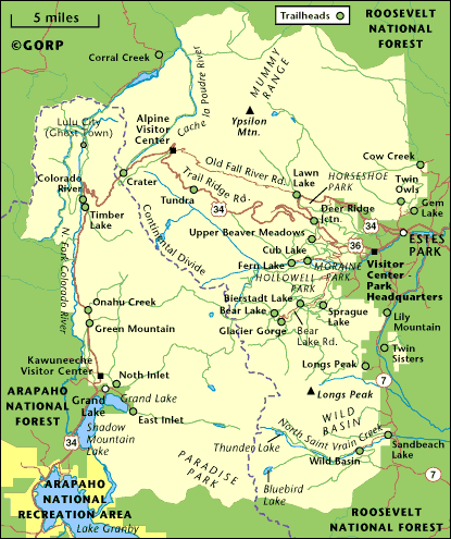 Rocky Mountain National Park Road Map